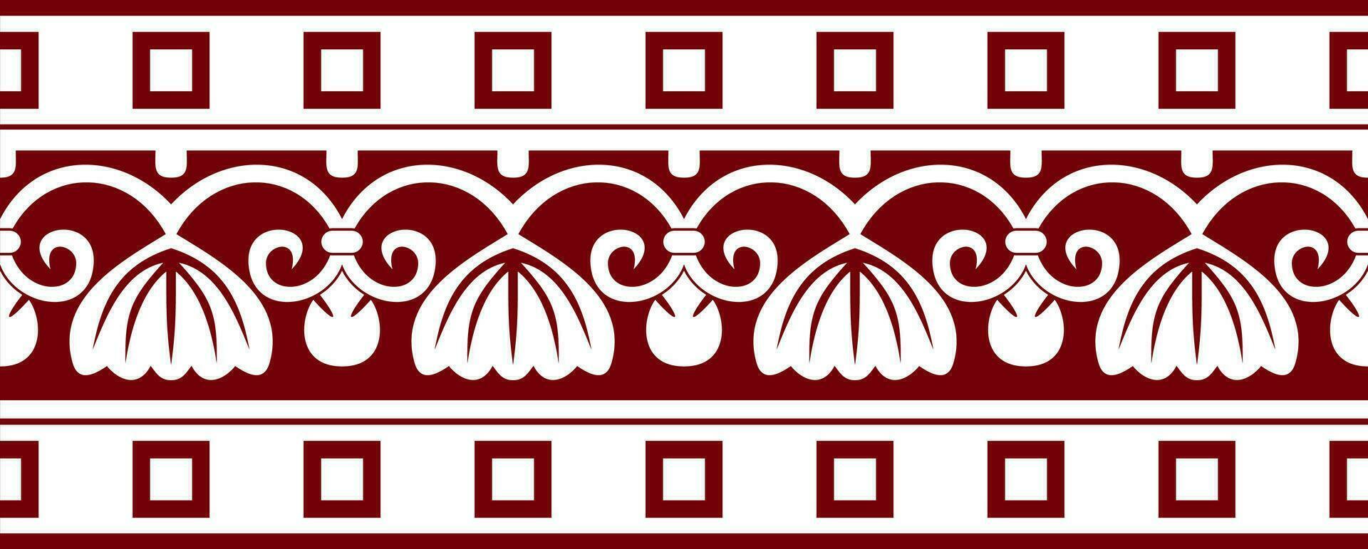 Vector red s ancient greece seamless ornament. Classic Endless pattern frame border Roman Empire.