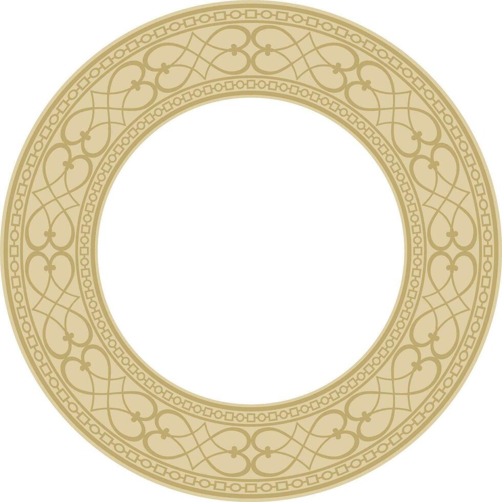 Vector gold round classic renaissance ornament. Circle, ring european border, revival style frame