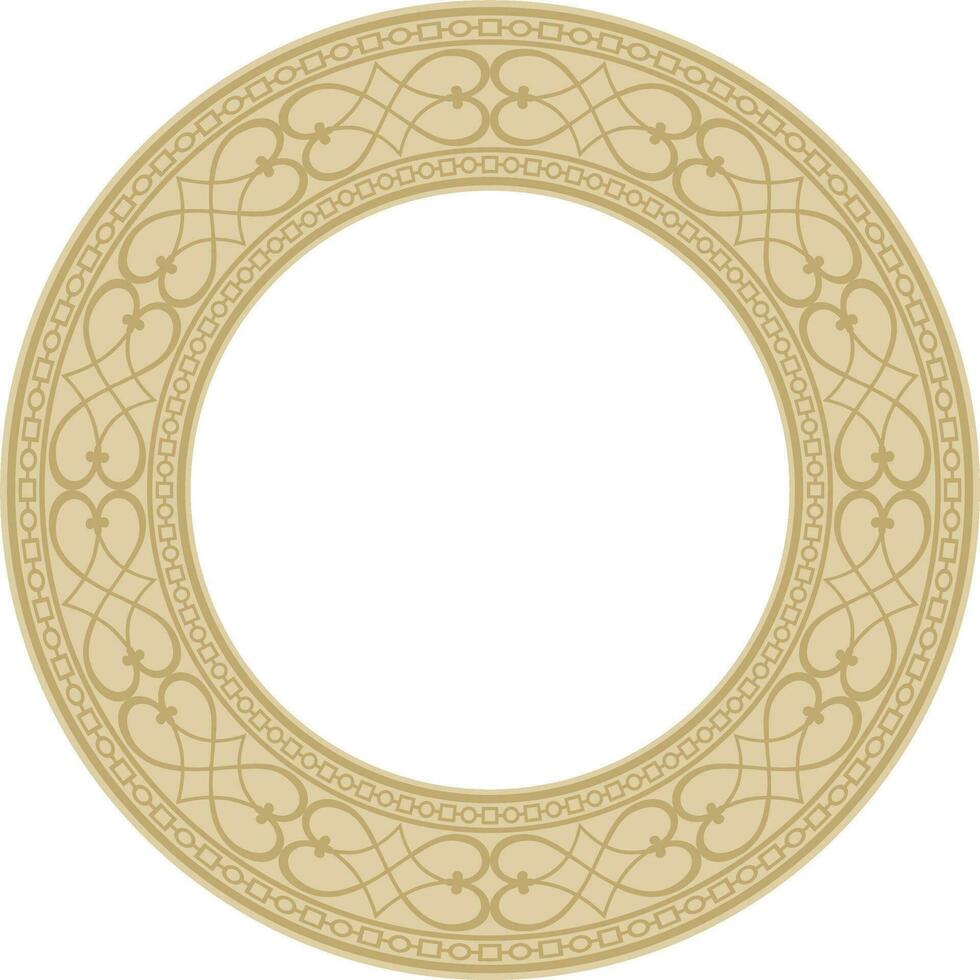 Vector gold round classic renaissance ornament. Circle, ring european border, revival style frame