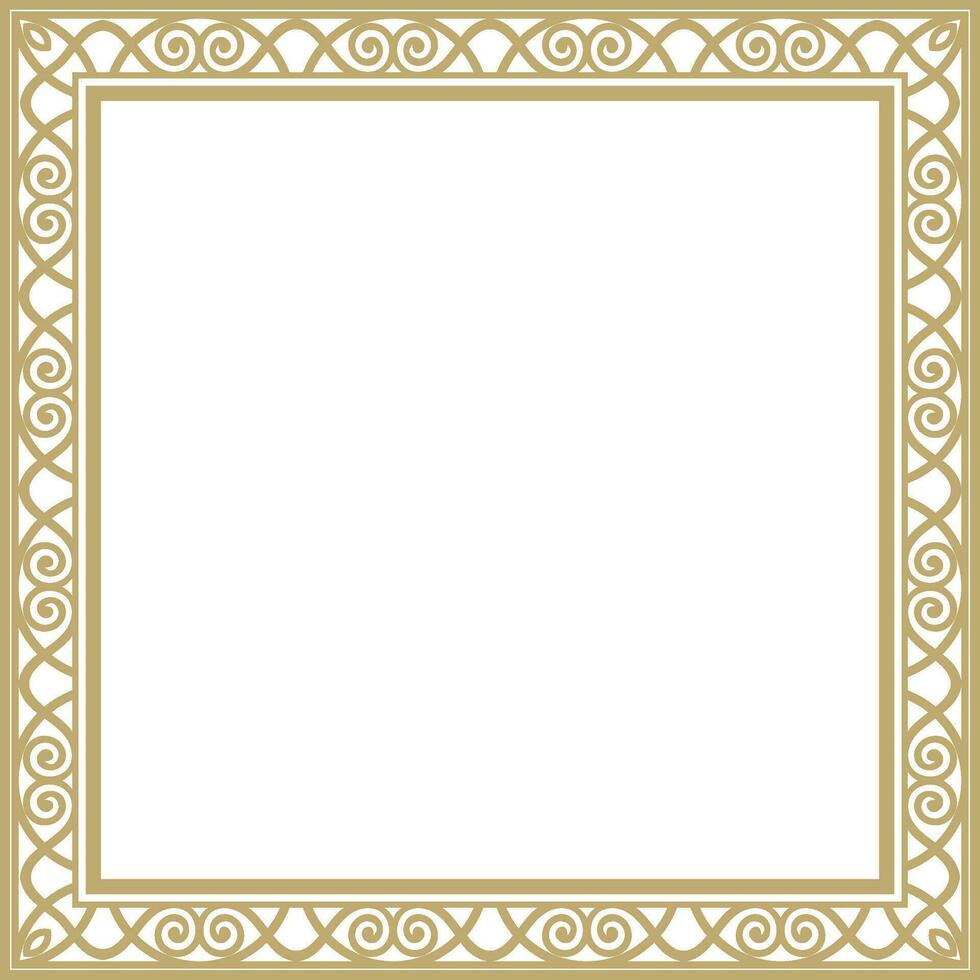 Vector gold square classic renaissance ornament. Endless european border, revival style frame