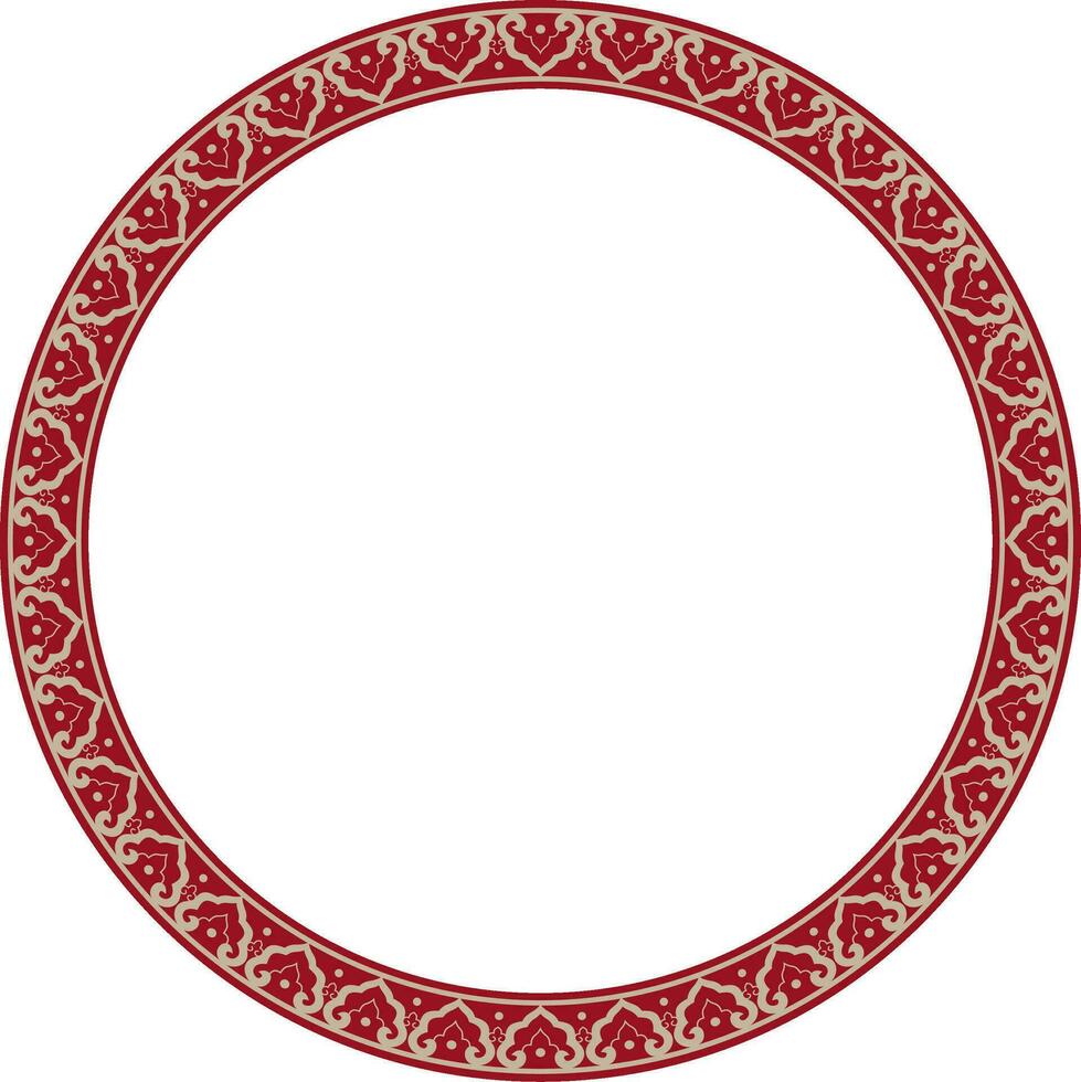 Vector red frame, border, Chinese ornament. Patterned circle, ring of the peoples of East Asia, Korea, Malaysia, Japan, Singapore, Thailand.