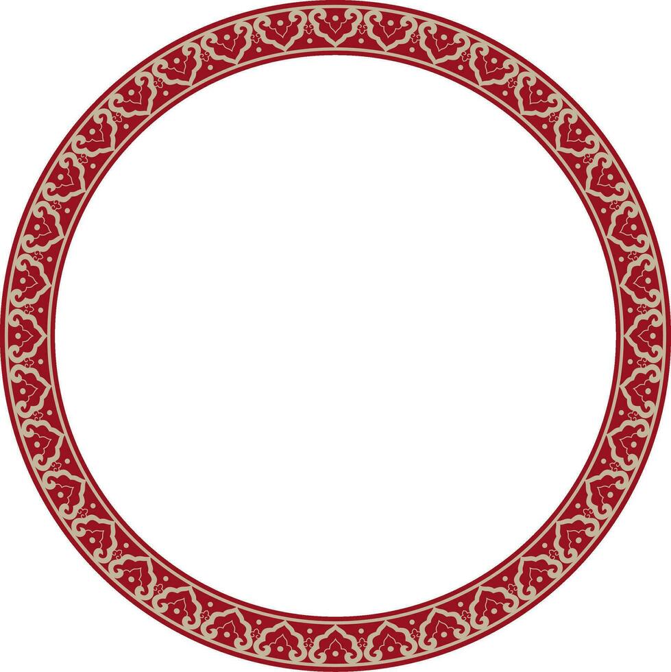 Vector red frame, border, Chinese ornament. Patterned circle, ring of the peoples of East Asia, Korea, Malaysia, Japan, Singapore, Thailand.