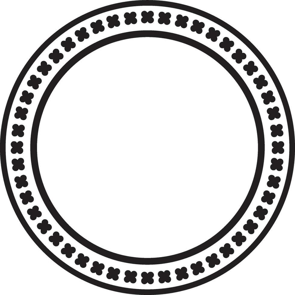 Vector black monochrome round ornament of ancient Greece. Classic pattern frame border Roman Empire.