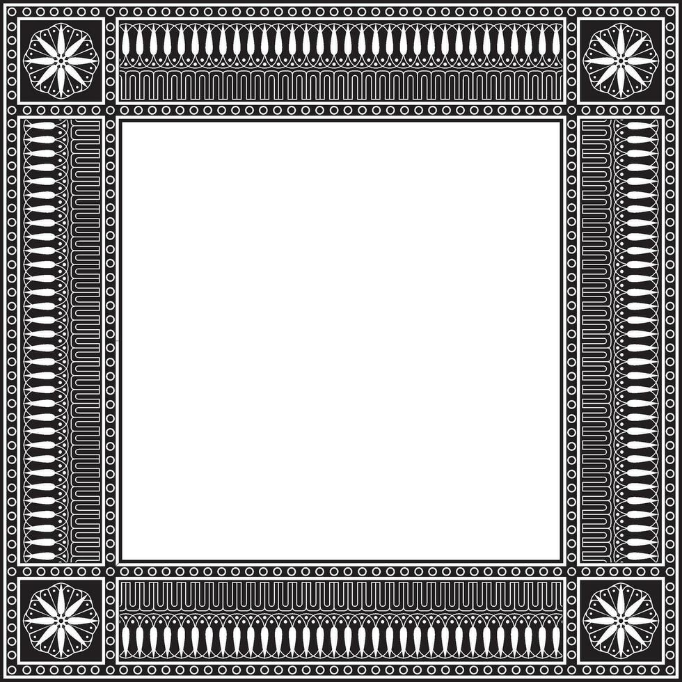Vector monochrome black square classic greek meander ornament. Pattern of ancient Greece. Border, frame of the Roman Empire