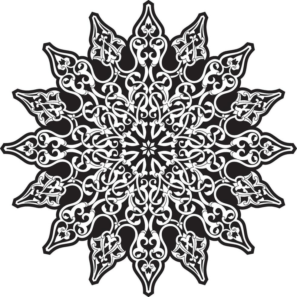 Vector monochrome black round turkish ornament. Endless ottoman national circle.