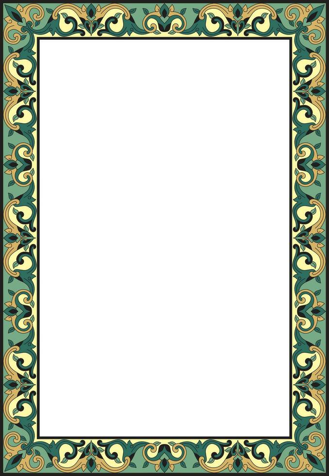 Vector colored square turkish ornament. Endless ottoman national border, frame.