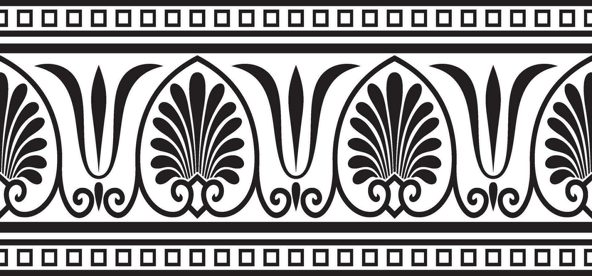 vector monocromo negro sin costura clásico griego ornamento. interminable europeo modelo. borde, marco antiguo Grecia, romano imperio