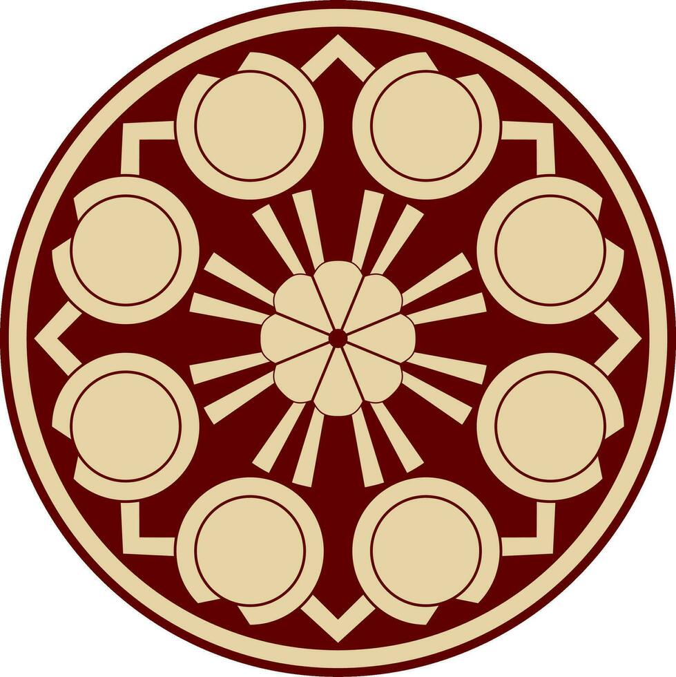Vector black and red round Turkish ornament. Endless ottoman national circle.