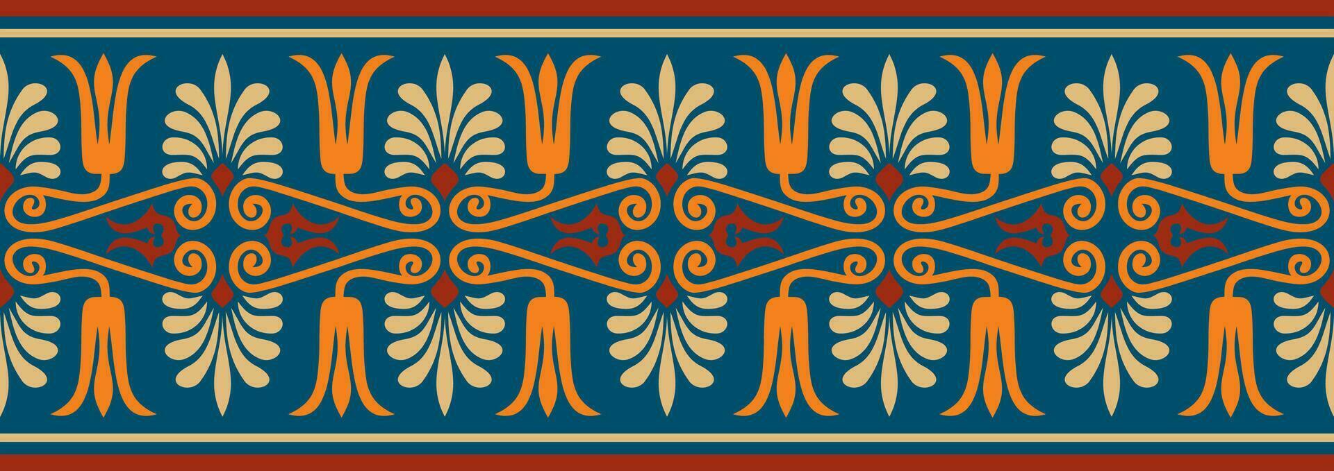 Vector colored seamless ornament of ancient Greece. Classic Endless pattern frame border Roman Empire.