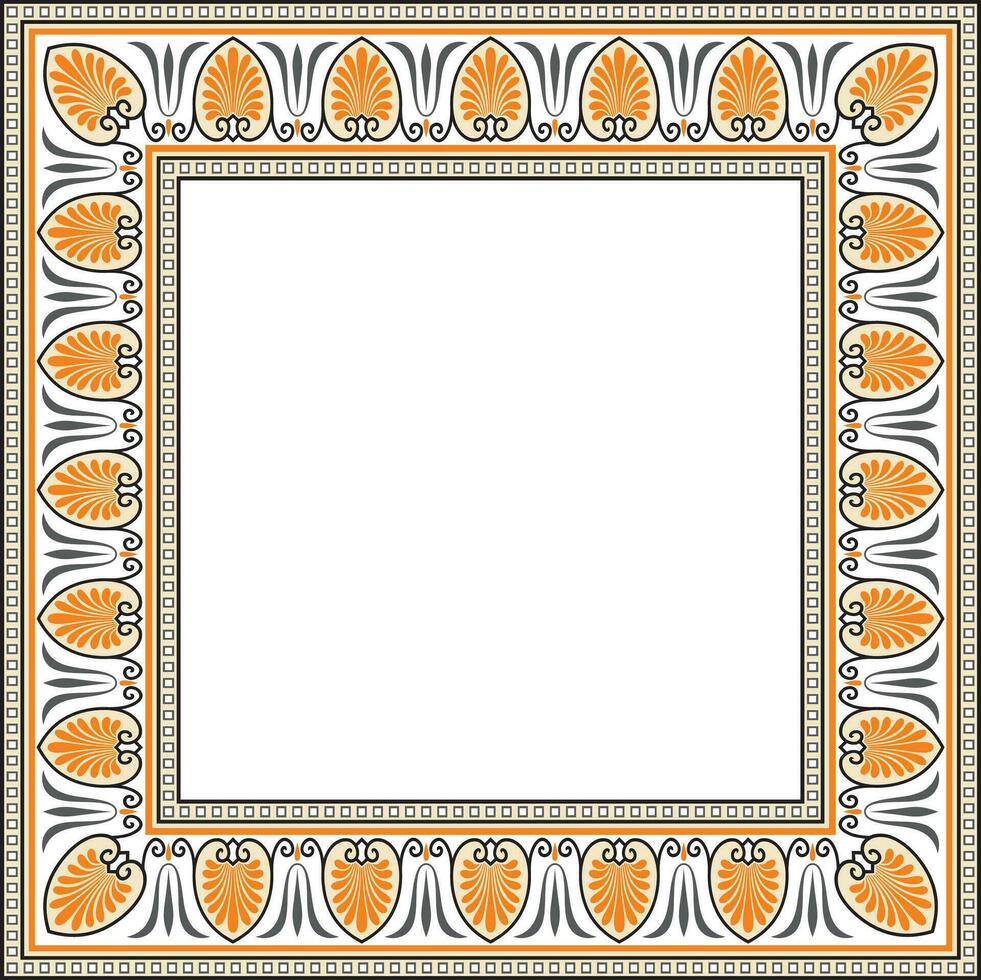 Vector colored square classical Greek ornament. European ornament. Border, frame Ancient Greece, Roman Empire