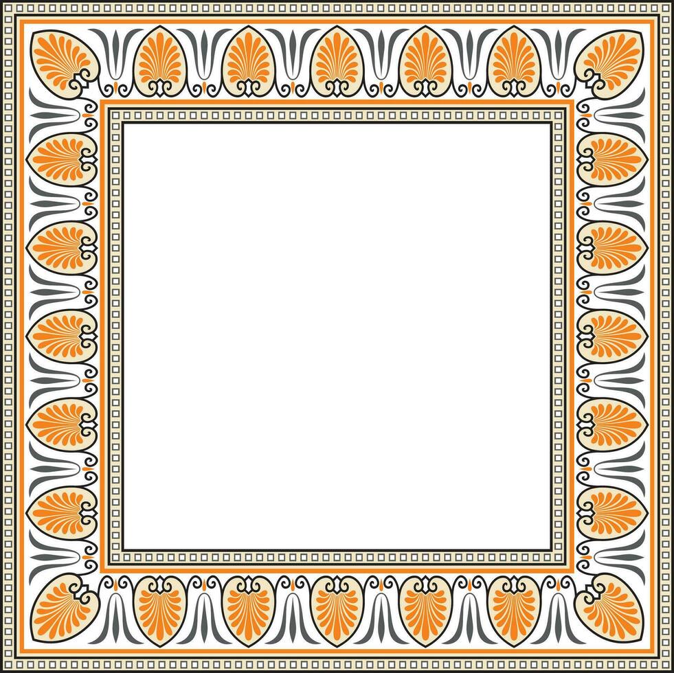 Vector colored square classical Greek ornament. European ornament. Border, frame Ancient Greece, Roman Empire