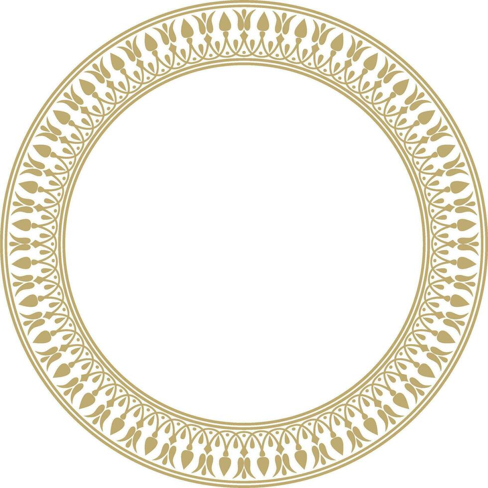 Vector gold round classic Greek meander ornament. Pattern, circle of Ancient Greece. Border, frame, ring of the Roman Empire