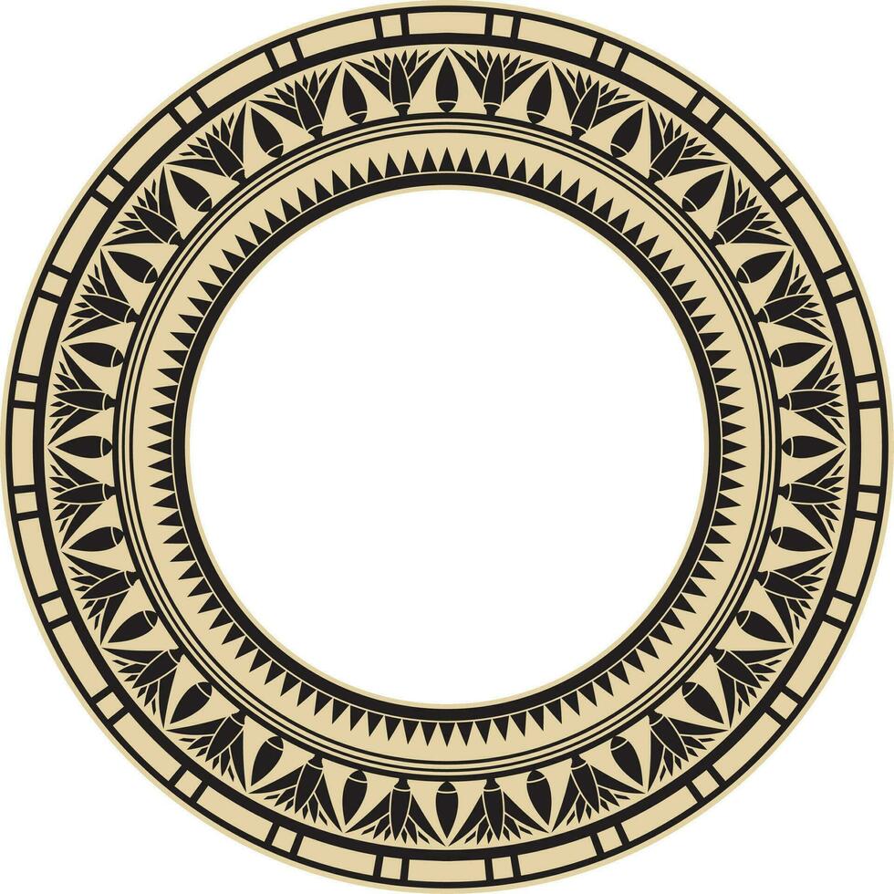 Vector ancient gold and black Egyptian round ornament. Endless national ethnic border, frame, ring.