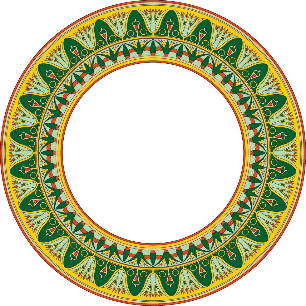 Vector ancient colored Egyptian round ornament. Endless national ethnic border, frame, ring.