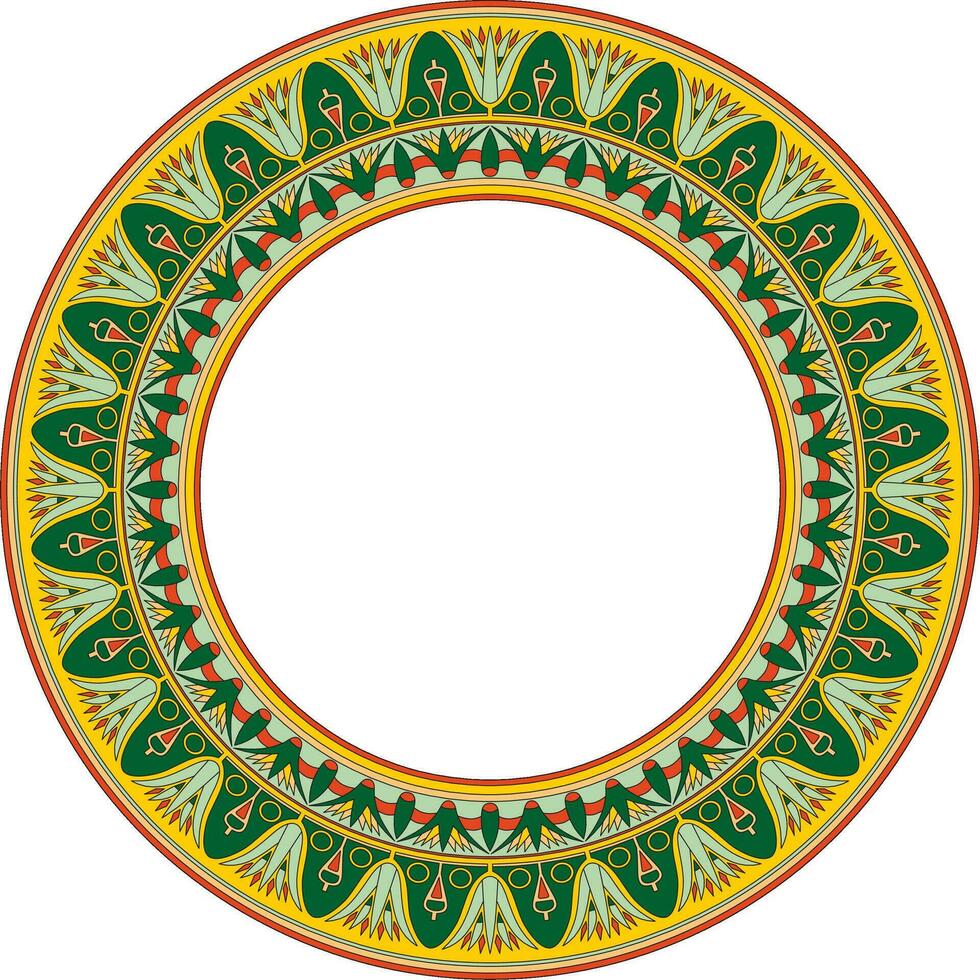 Vector ancient colored Egyptian round ornament. Endless national ethnic border, frame, ring.