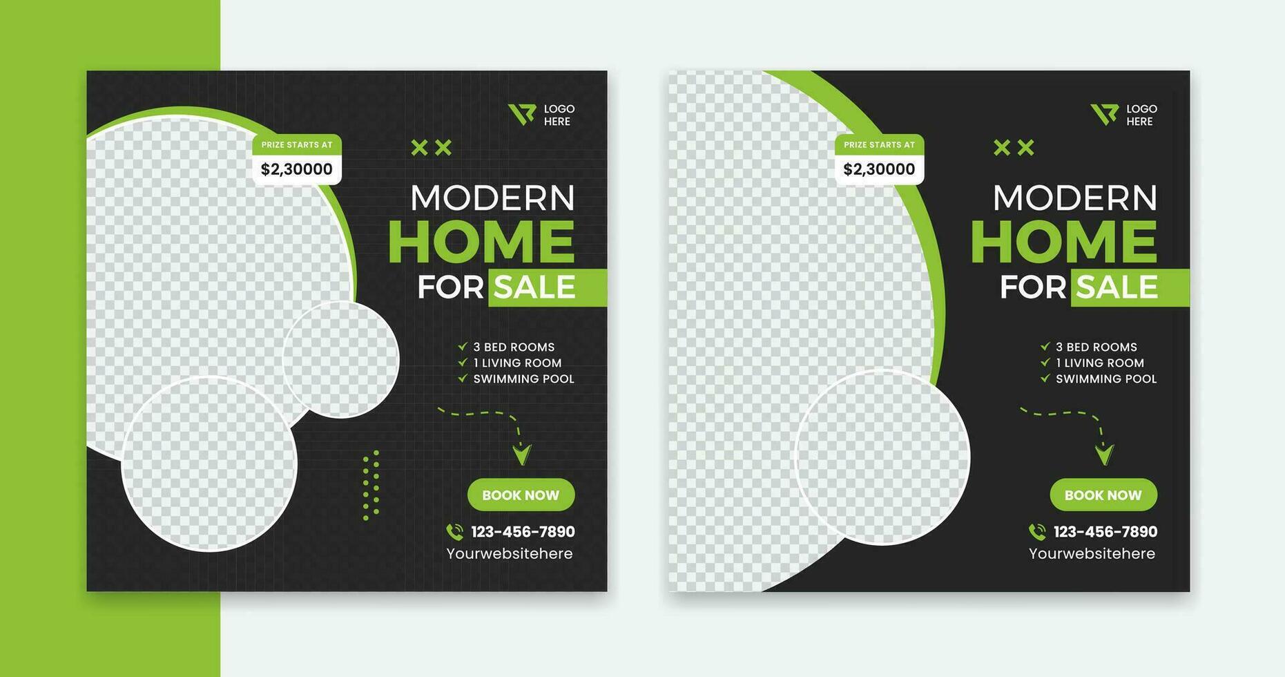 Creative real estate social media square post design, minimal home, house, resident vector post