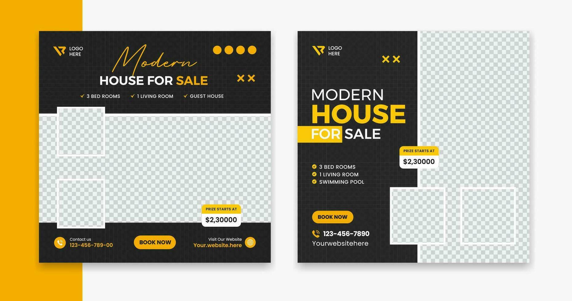 Creative real estate social media square post design, minimal home, house, resident vector post