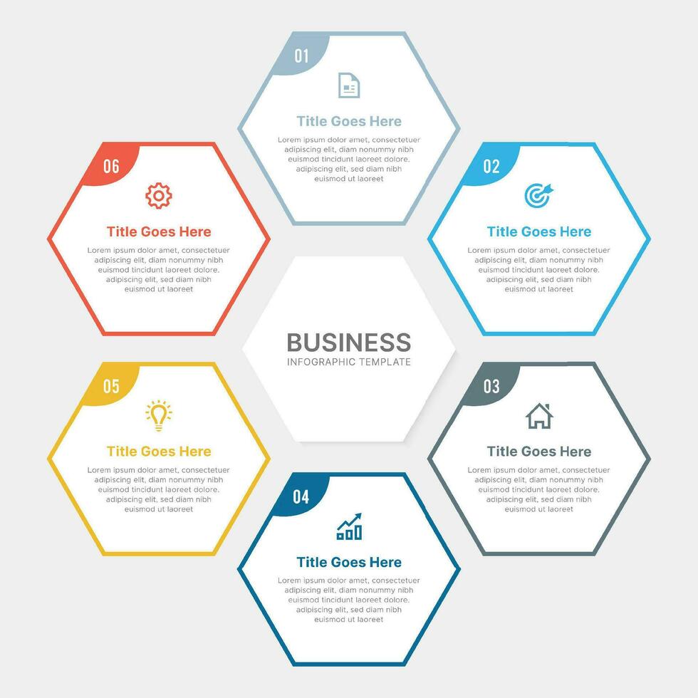 hexagonal ciclo infografía diseño modelo con seis pasos vector