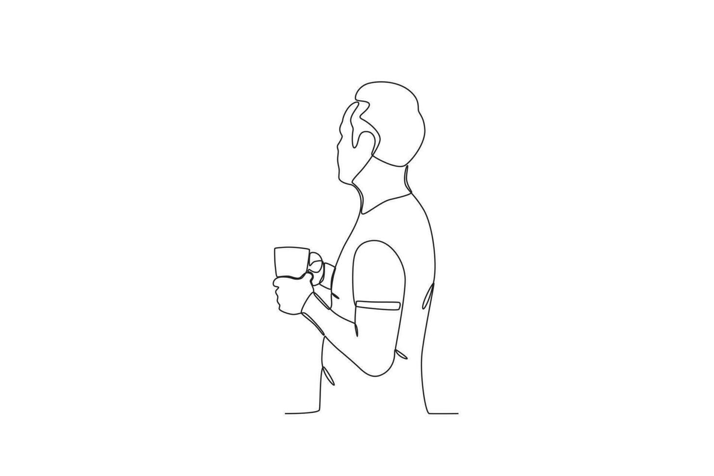 A man drinking coffee vector