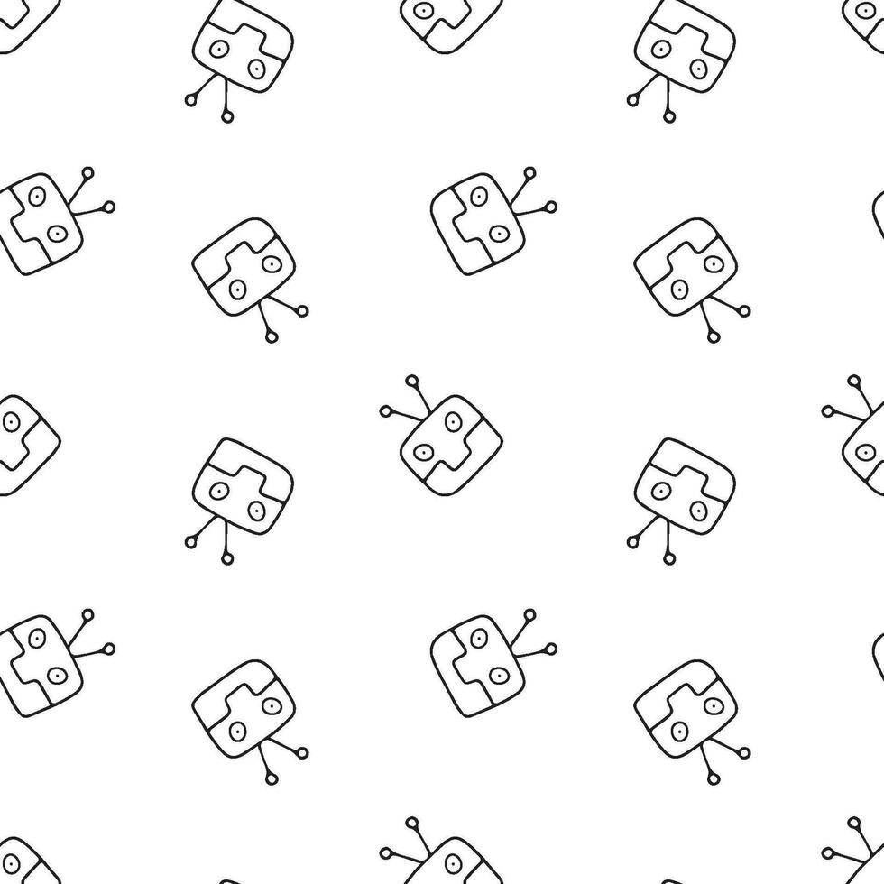 Seamless vector pattern robot in doodle style.