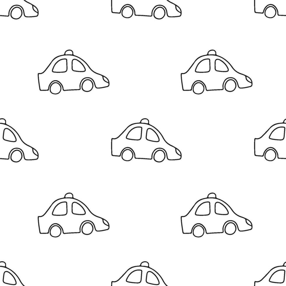 Seamless vector pattern car in doodle style.