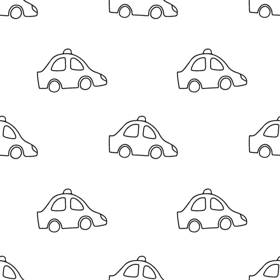 Seamless vector pattern car in doodle style.