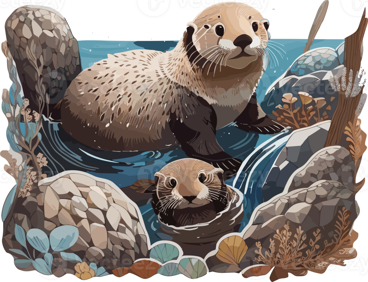 anmutig Otter navigieren Wasser mit Eleganz ai generativ png