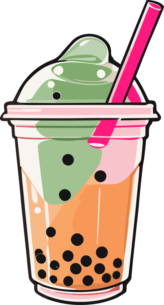 Sipping Delight Discovering the Joy of Bubble Tea AI Generative png