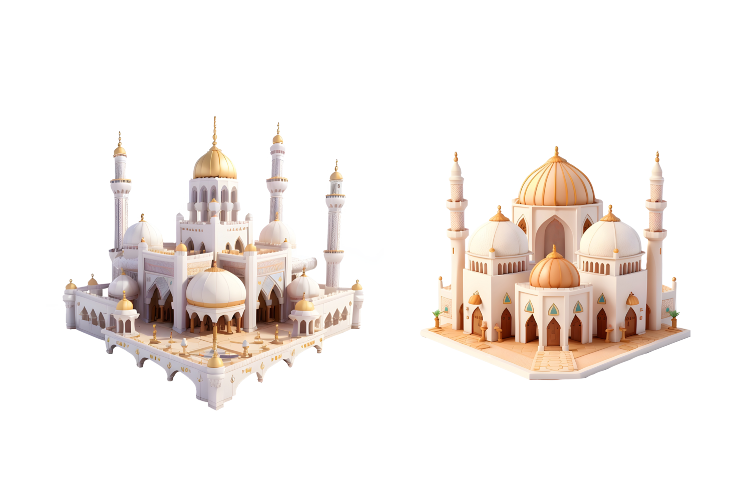 Mini mosque 3d realistic design png, Generative AI png