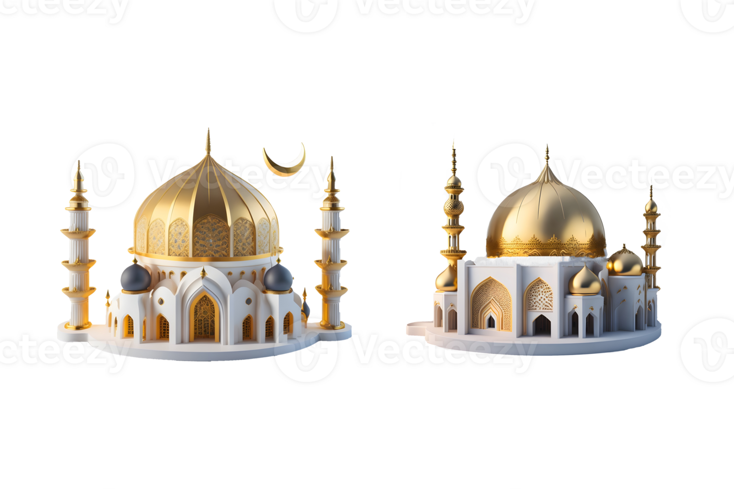 Mosque building realistic 3d design isolated png, Generative AI png