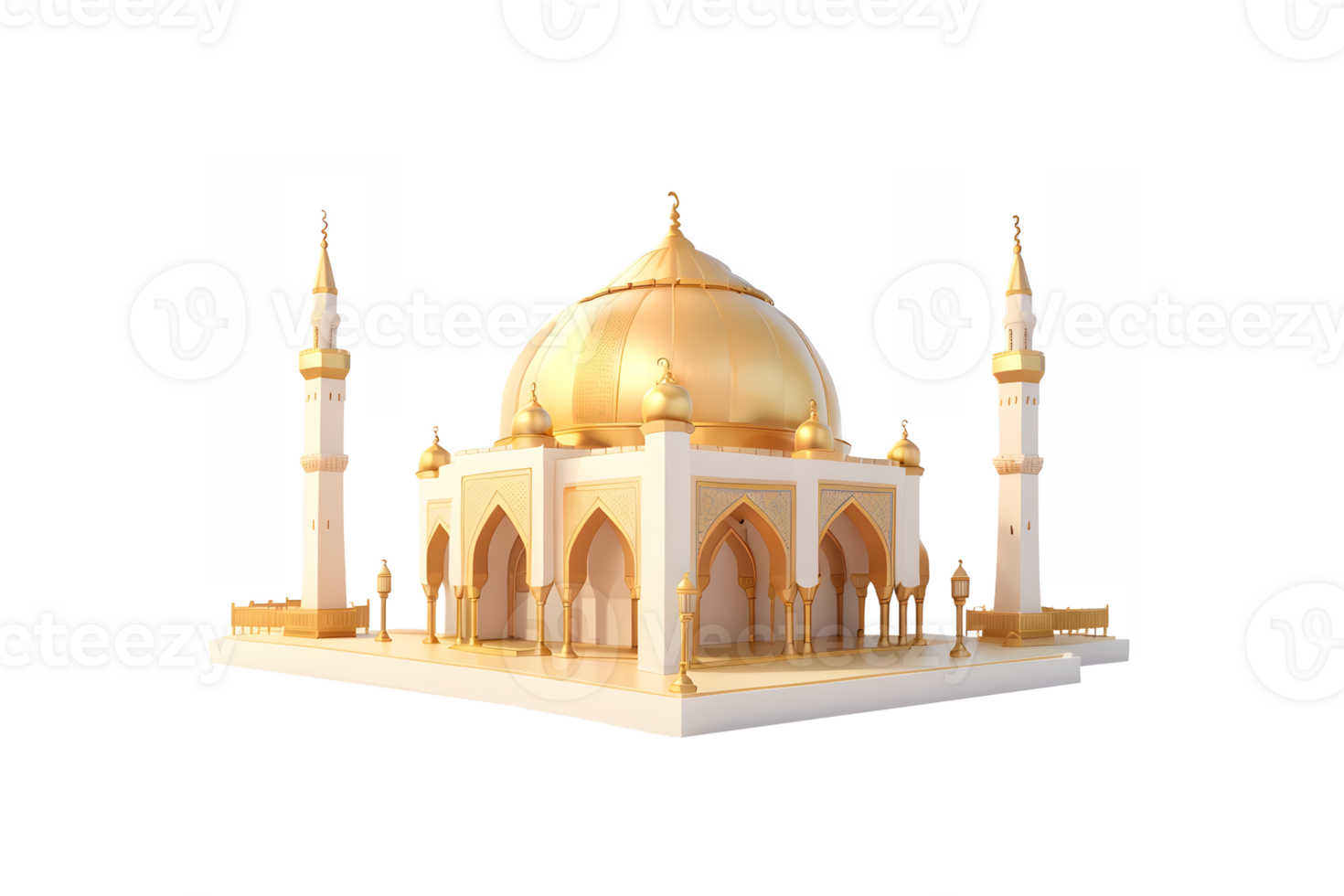 Mosque building realistic 3d design isolated png, Generative AI png