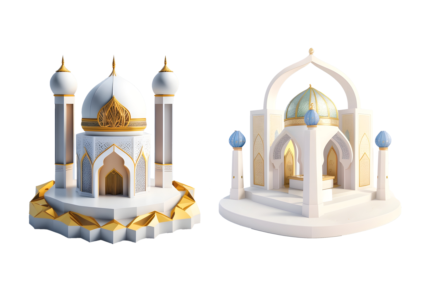 Mini mosque 3d realistic design png, Generative AI png