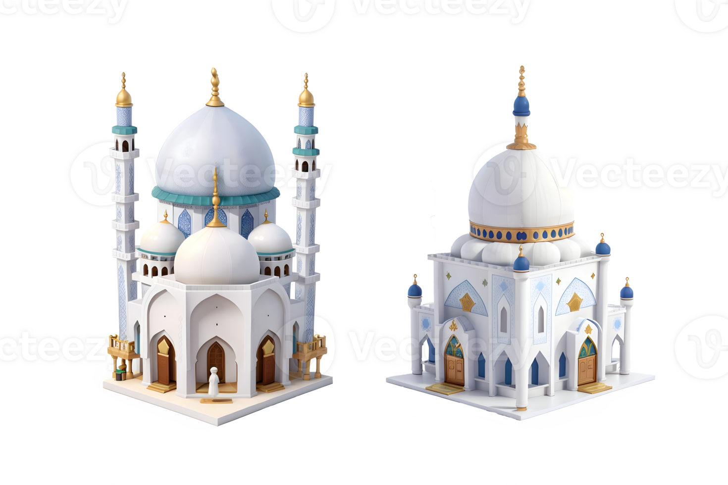 Mosque building realistic 3d design isolated png, Generative AI png
