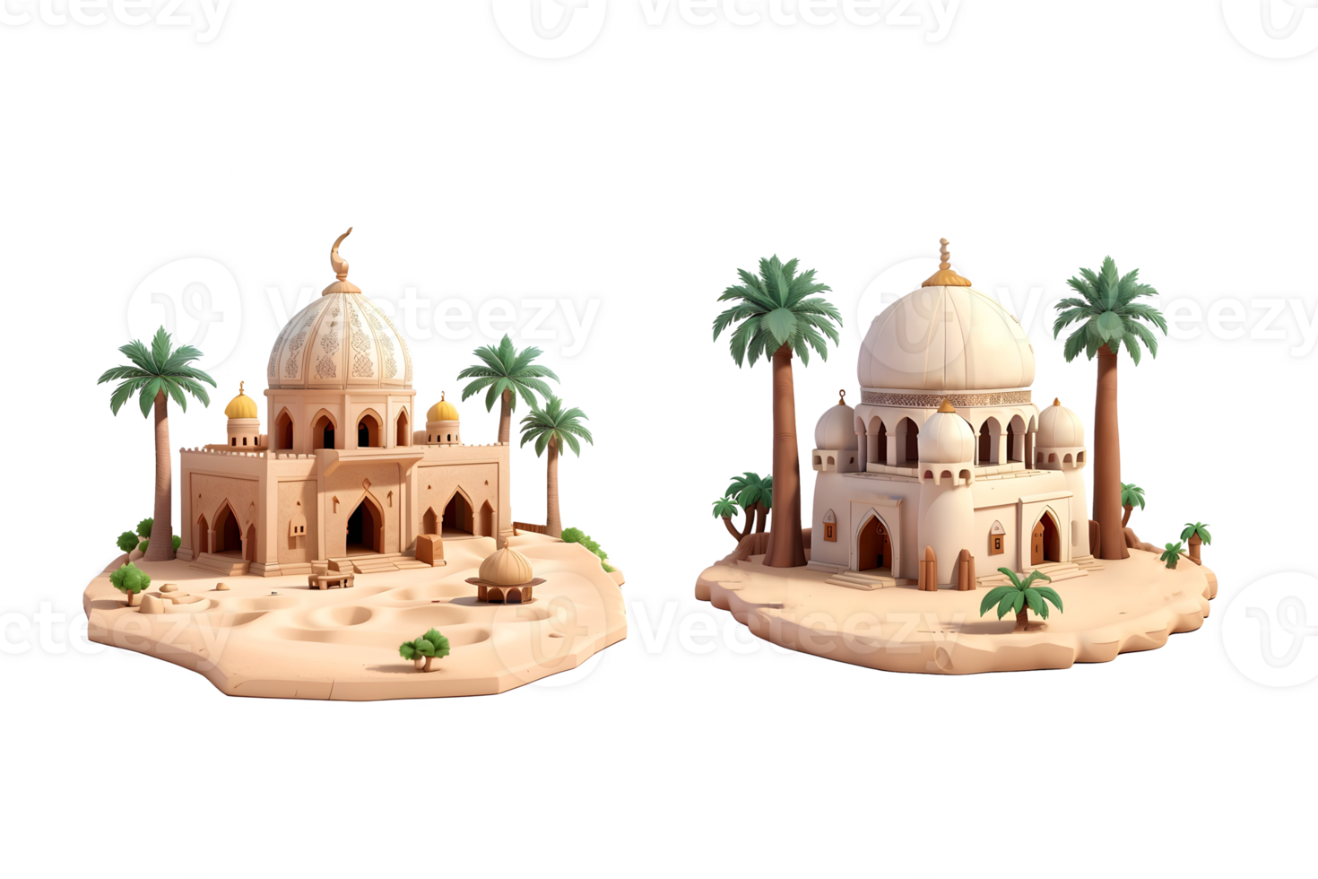 Old Mosque building realistic 3d design isolated with one color background, Generative AI png