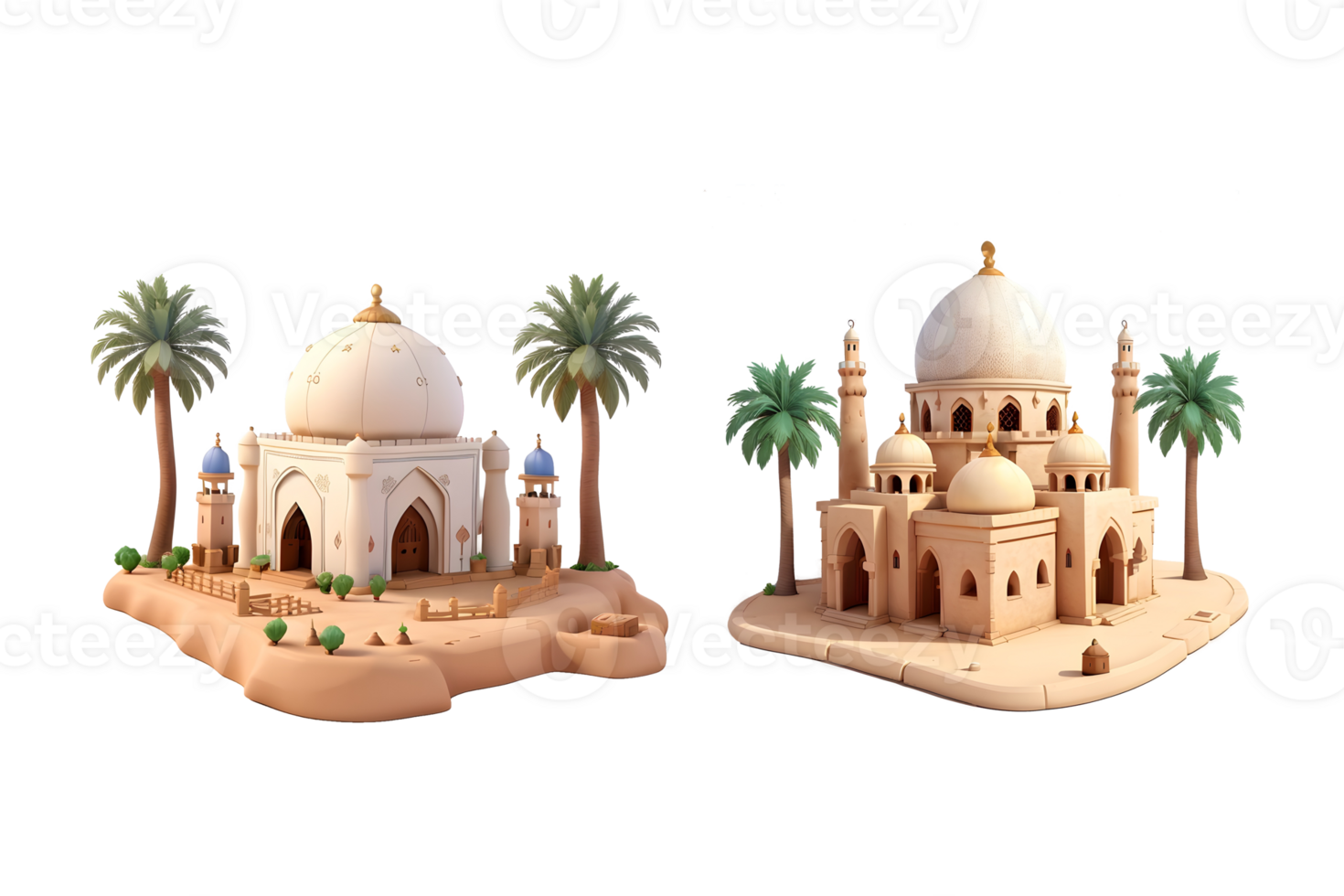 Old Mosque building realistic 3d design isolated with one color background, Generative AI png