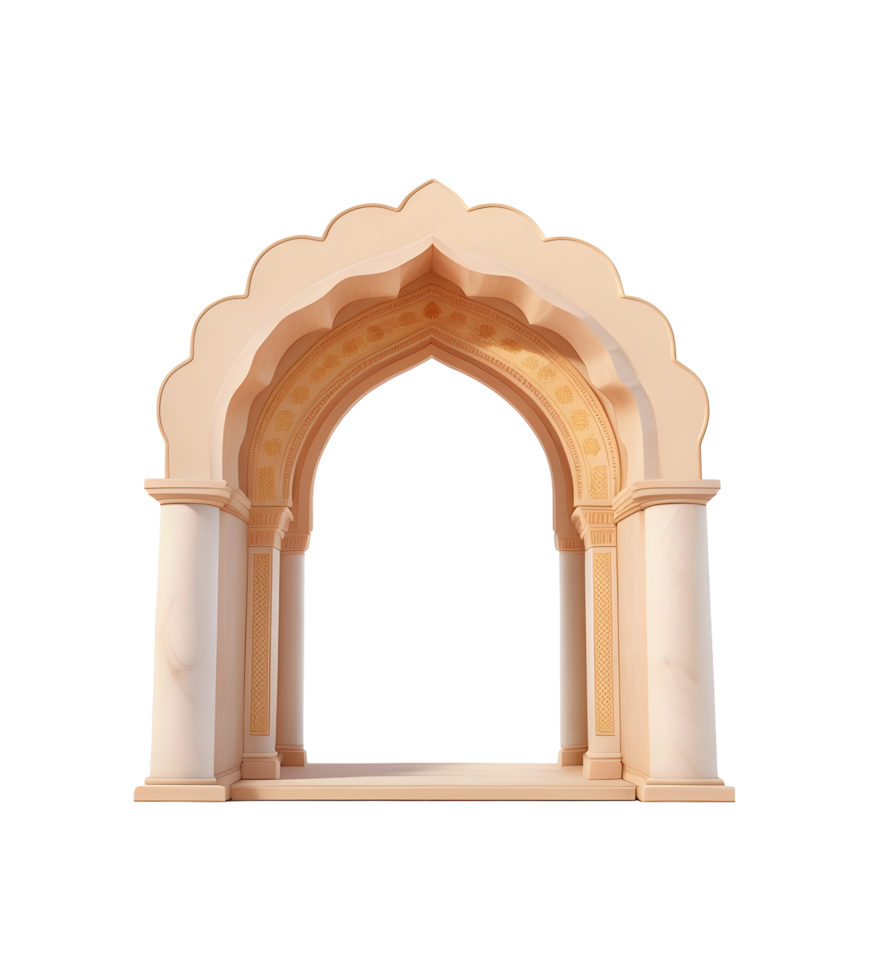 3d brown marble gate entrance islamic png, Generative AI png