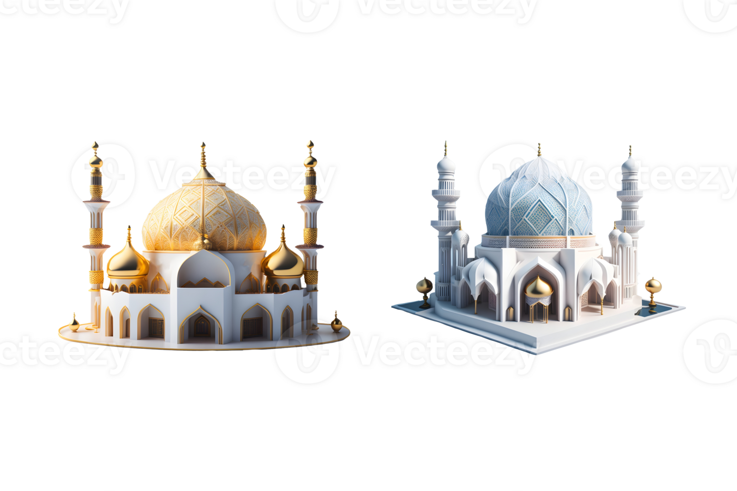 Mosque building realistic 3d design isolated png, Generative AI png