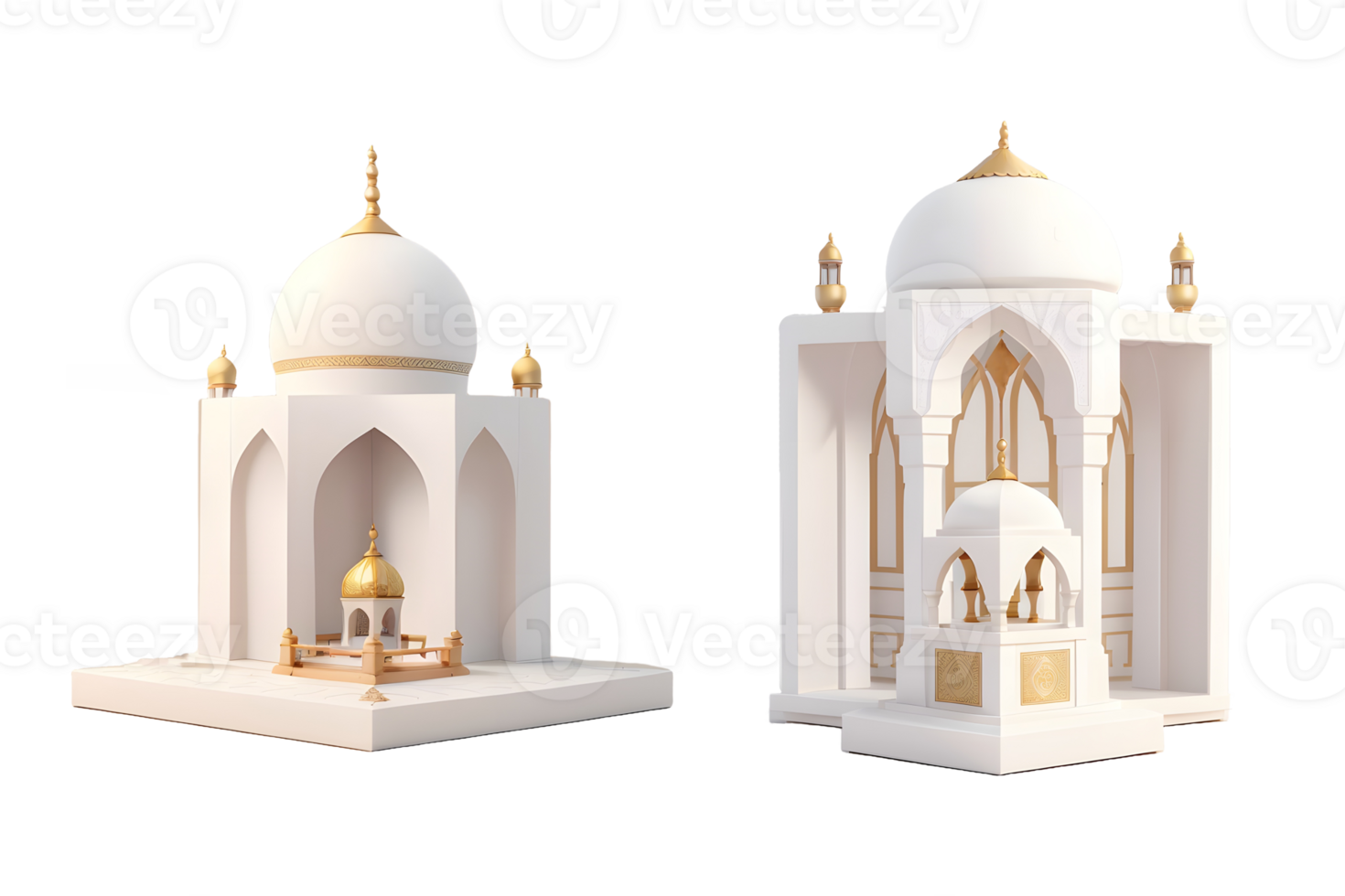 Mosque building realistic 3d design isolated png, Generative AI png