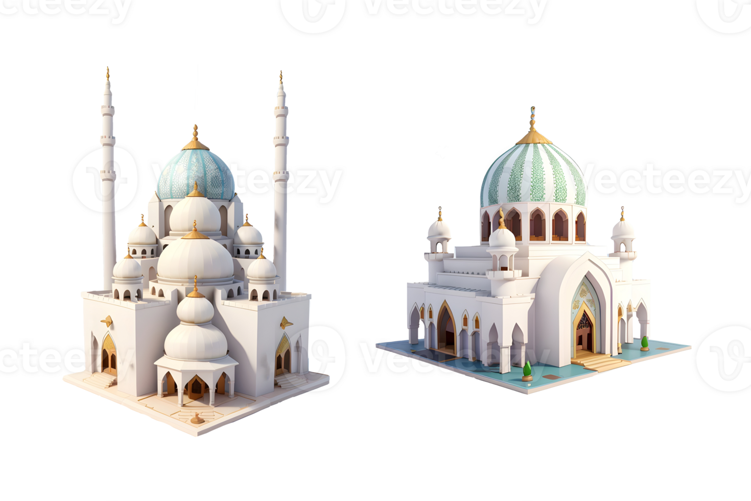 Mosque building realistic 3d design isolated png, Generative AI png