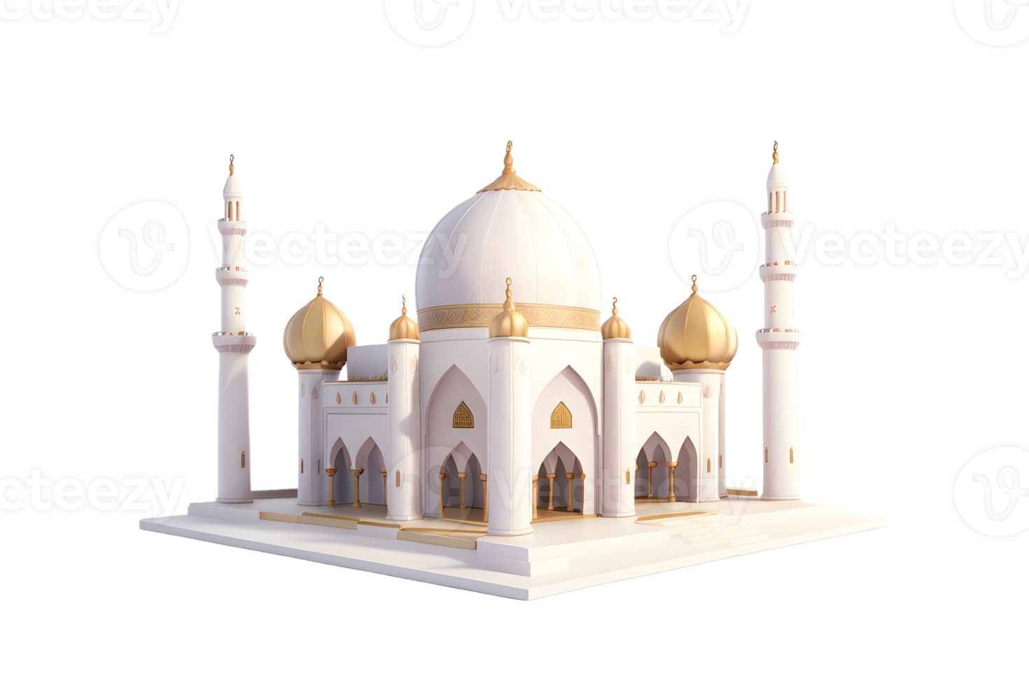 Mosque building realistic 3d design isolated png, Generative AI png