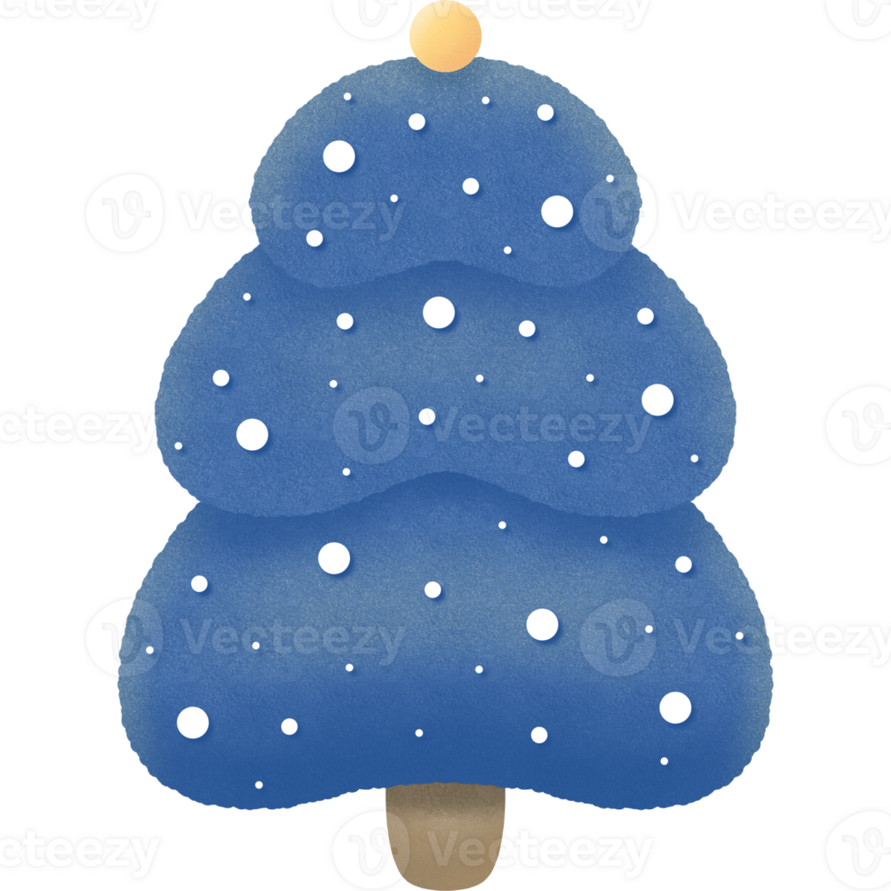 Blue Christmas tree decorations in winter png