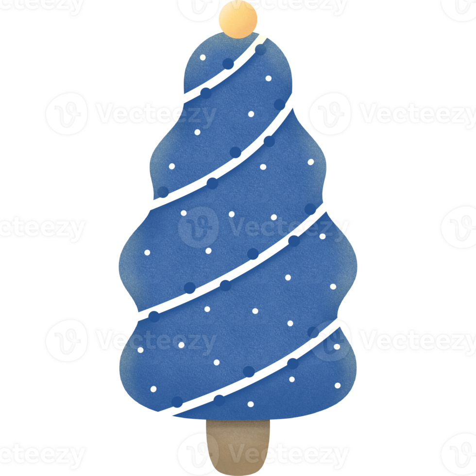 Blue Christmas tree decorations in winter png