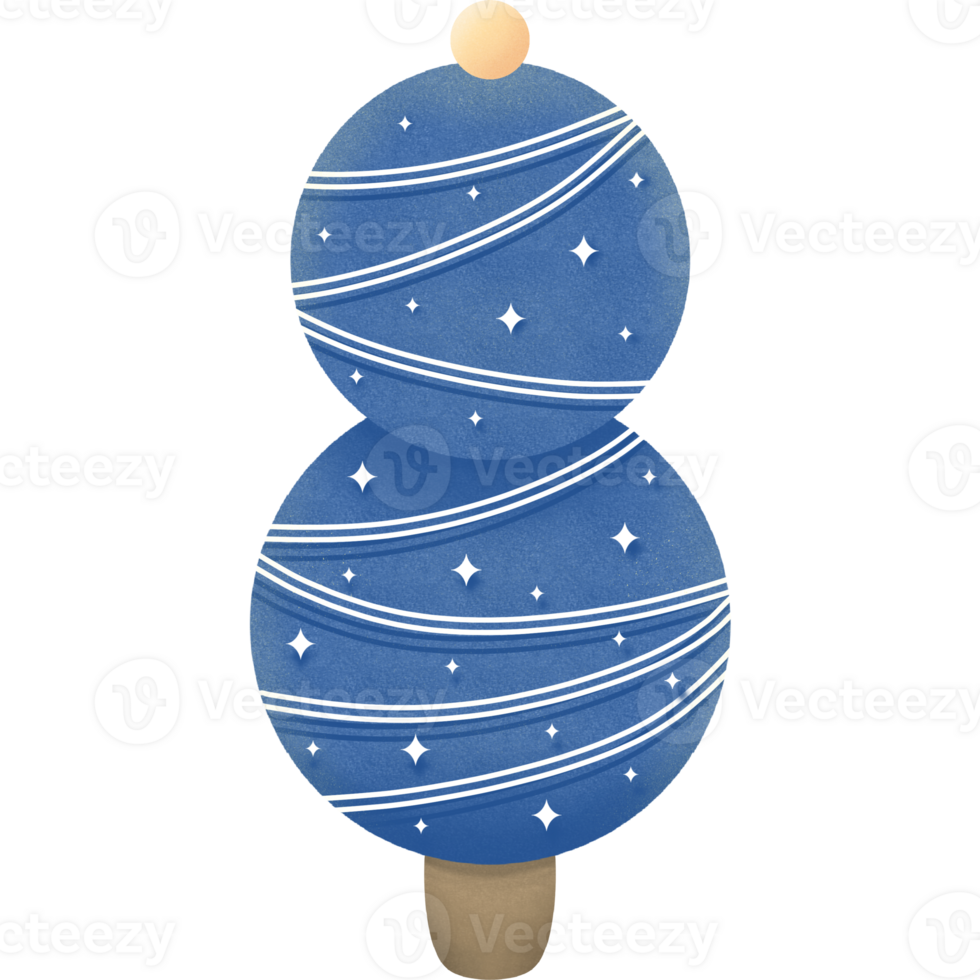 Blue Christmas tree decorations in winter png