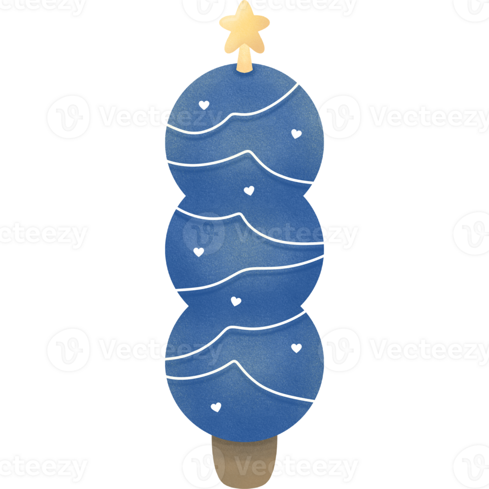 blå jul träd dekorationer i vinter- png