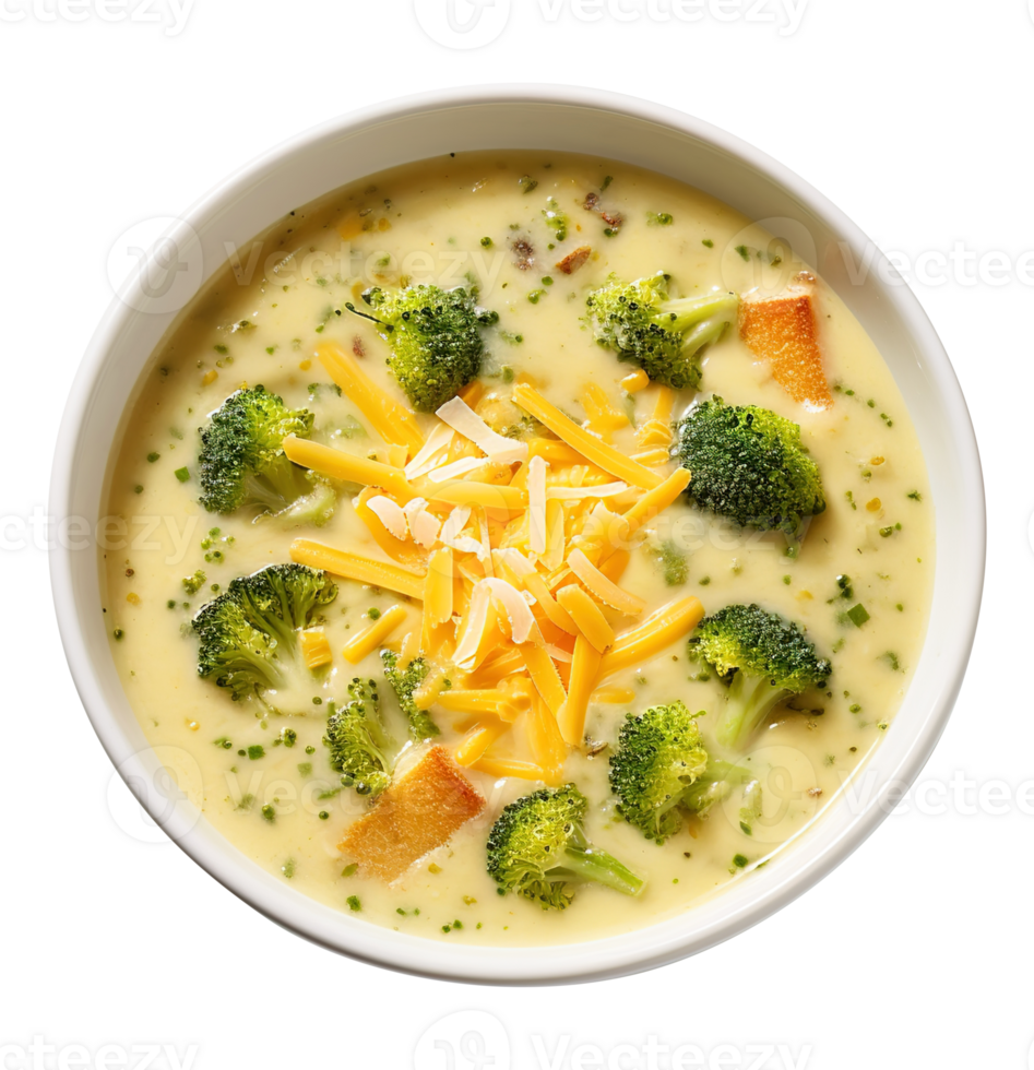 Cream of Broccoli and cheddar soup with bread vegetarian dish, created