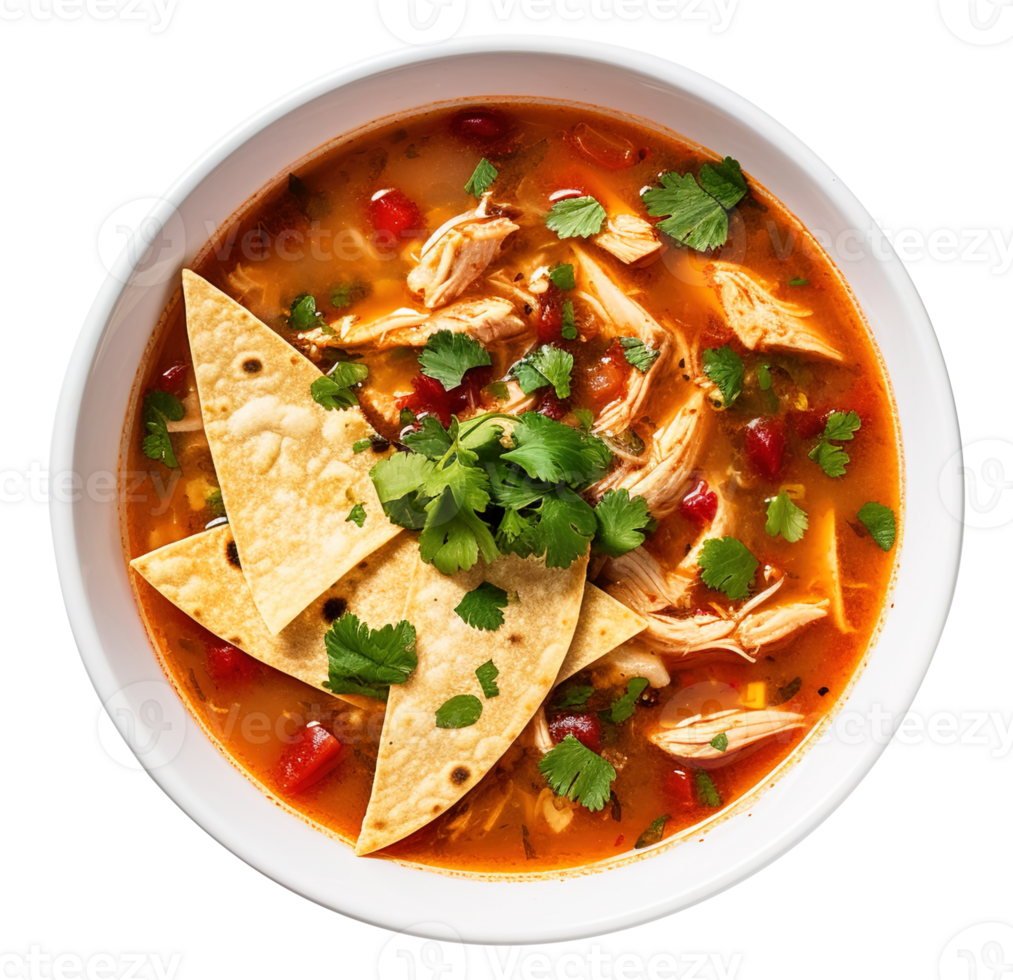 Chicken tortilla soup, created with Generative AI png