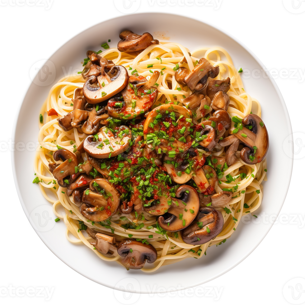 Pasta with mushrooms, created with Generative AI png