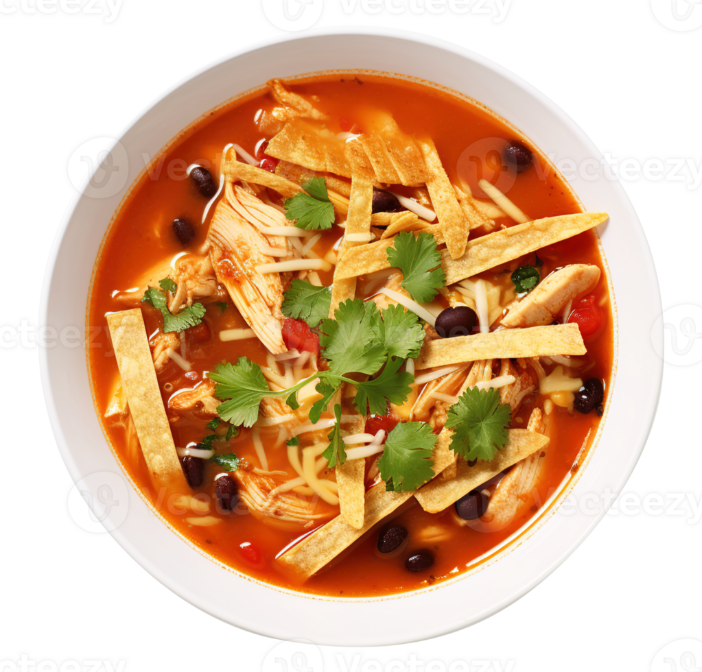 Chicken tortilla soup, created with Generative AI png