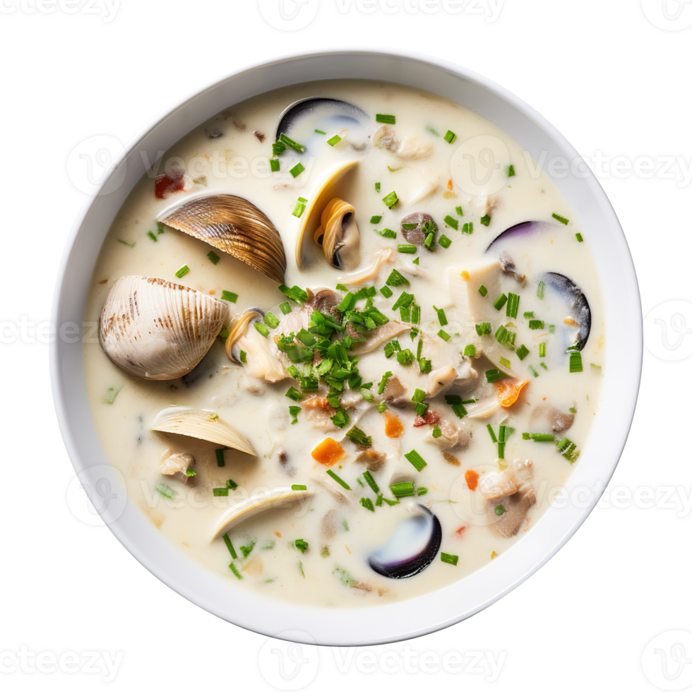 Bowl of clam chowder soup, created with Generative AI 27433945 PNG
