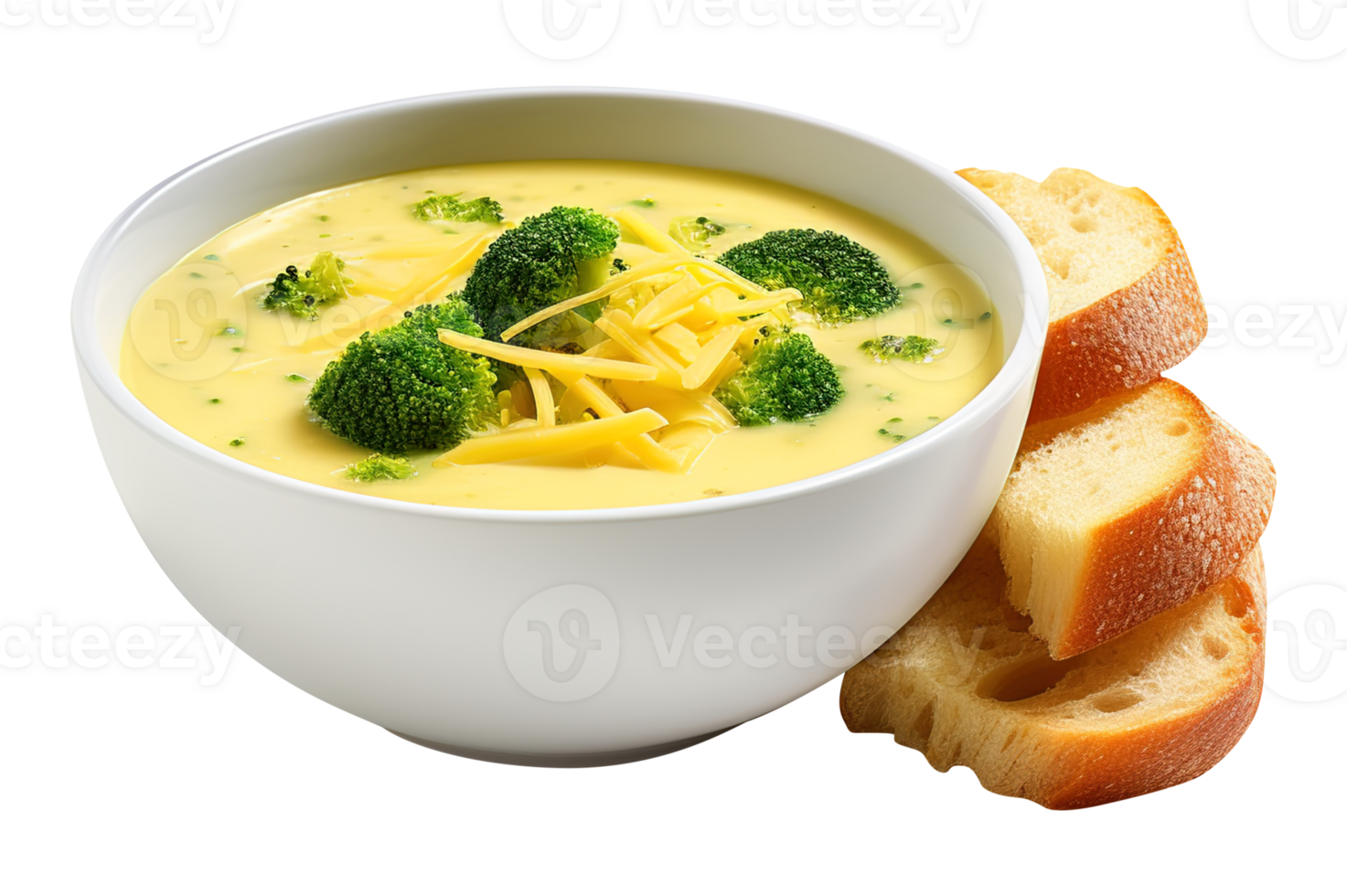 Cream of Broccoli and cheddar soup with bread vegetarian dish, created